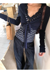 Bolero Layered Stripe Long Sleeve Top