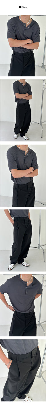 [S/S] Nylon tuck wide slacks (3color)