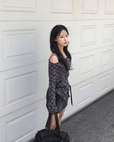 Argyle off shoulder T