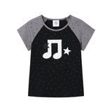 メロディースターラグランTシャツ - ブラック