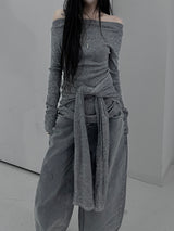 chio off-shoulder strap knit (3color)
