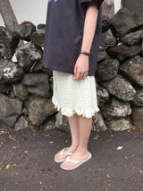 Tulle floral frill midi skirt (2color)