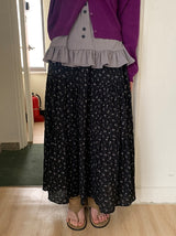 Honil Flower Shirring Banding Long Skirt