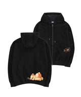 Pocket tag zip-up hoodie [BLACK]