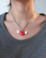 Red angel heart necklace (2 size) - 40cm (short ver.)
