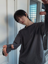 Barrel Diagonal Cropped Henley Long Sleeve