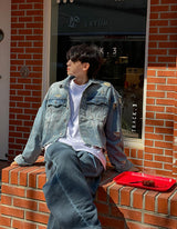 De Lap High Damage Crop Denim Jacket (2color)
