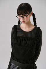Stripe wool Tee [Black]