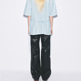 Eco Leather Semi-boots cut pants [black]