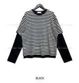 オドストライプレイヤードTシャツ