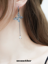 [925 Silver Post] Blue Butterfly Drop Earring
