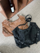 Belted Buckle Cross Double Strap Big Shoulder Bag (3 Colors)