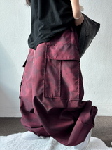 MARBLE WASHING TWO PINTUCK CARGO PANTS ❤🖤🩶🤍3COLOR