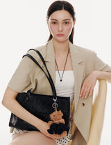 26SS★ Colombe d'Or Pleated Hair Scrunchie + Teddy Bear Keyring Set