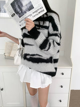 Blush Zebra Loose-Fit Thick Knit (One Color)