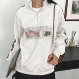 Tvan y2k track oversized fit semi zip-up sweatshirt