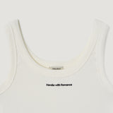 リブジャージーレタリングノースリーブTシャツ