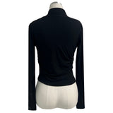 Tie shirring spandex drape long sleeve t-shirt (3 colors)