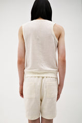 Linen oval neck knit, Cream