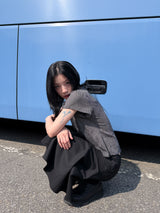 ストライプリボンミディスカート