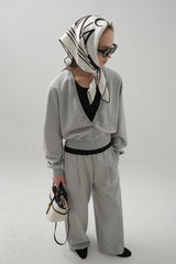 Loose Wide Knitting Pants_Gray