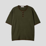 クミン ワッフル ヘンリーネック ショートスリーブTシャツ 5C