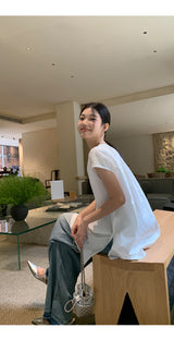 フレンチシャツ ルーズフィット ノースリーブTシャツ