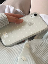 dot phonecase 半透明ドット柄ケース ホワイト