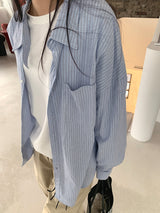 HOMME NECK POINT STRIPE SHIRT
