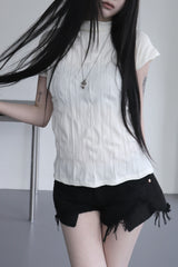pleated turtleneck T (2color)