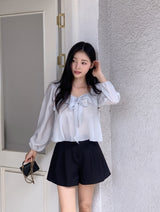 #Fairy Ribbon Puff Long Sleeve Blouse (4color)