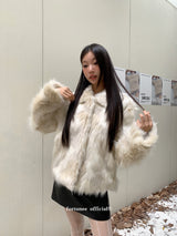 Ivory Fox High-Sleeved Collar Jacket