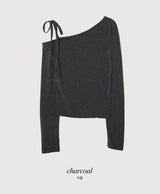 One Shoulder Slit Slim T-shirt (5color)