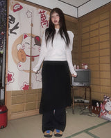 (3color) ドットリボンタイシャーリングネックニットトップス