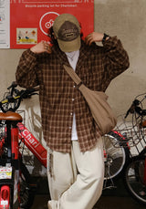 [SEMADE] City Check Overfit Hoody Shirts