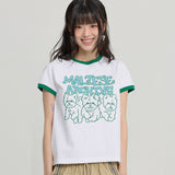 Maltese Archive Line Graphic Ringer Half Sleeve T-shirt