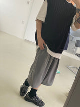 Punching knit round vest 2C