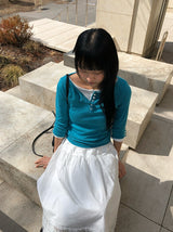 26SS★ [MADE] Oeun Round Button Three Quarter Sleeve T-Shirt