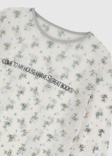 フラワープリントメッシュTシャツ_ホワイト