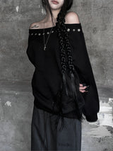 city eyelet off-shoulder mtm (fleece-lined / 4color)