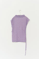 (W) Lisky Checked Shirring Top