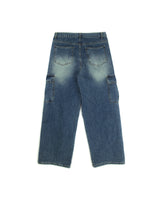 LMN Solid Cargo Wide Denim Pants (blue)
