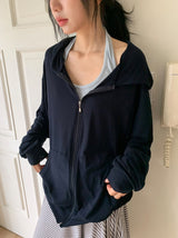 Hona Summer Loose Fit Cool Span Hood Zip-Up
