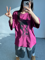 OVER WIDE CARICATURE SHORT SLEEVE🩷🩶🤍 - 3 COLORS