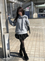 Corning Muffler Button V-Neck Knit Set