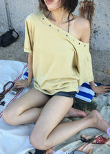 EYELET OFF SHOULDER TEE