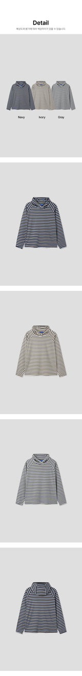 [Unisex]ストライプインナーフードロングスリーブス(3color)