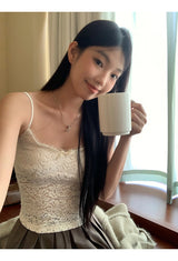 French Design Lace Sleeveless T-shirt