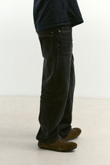 ルーズフィットテーパードデニムパンツ (Washed Black)