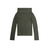 RIBBED OFF-SHOULDER KNIT(CHARCOAL KHAKI)